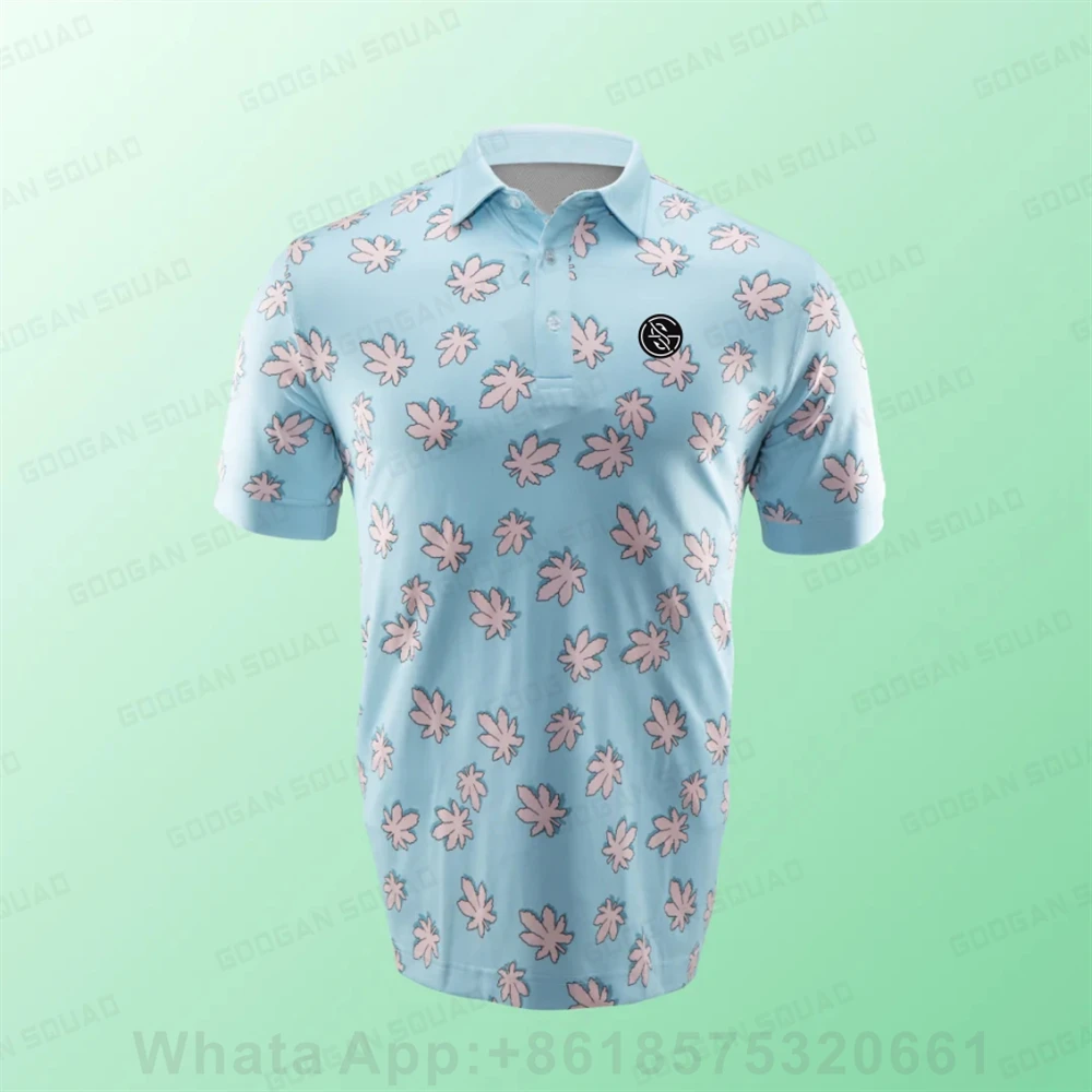 Men's Golf Polo Shirt Quick Dry Short Sleeve Shirts Turn-down Collar Work Clothing Casual Printed Sports T-shirt Golf Football