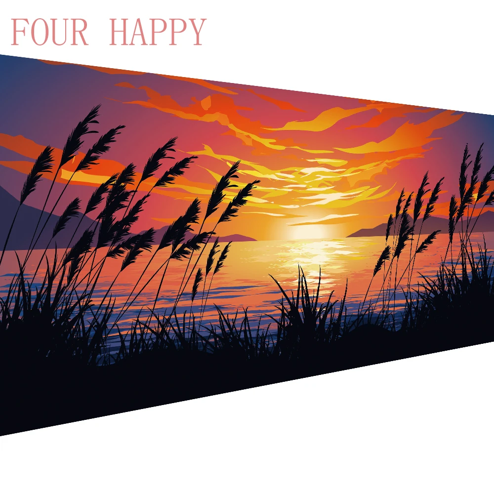 

DIY Large Diamond Painting, 5D Cross Stitch, Sunset Wall Art, Full Round Drill, Embroidery for Home Decor, Landscape