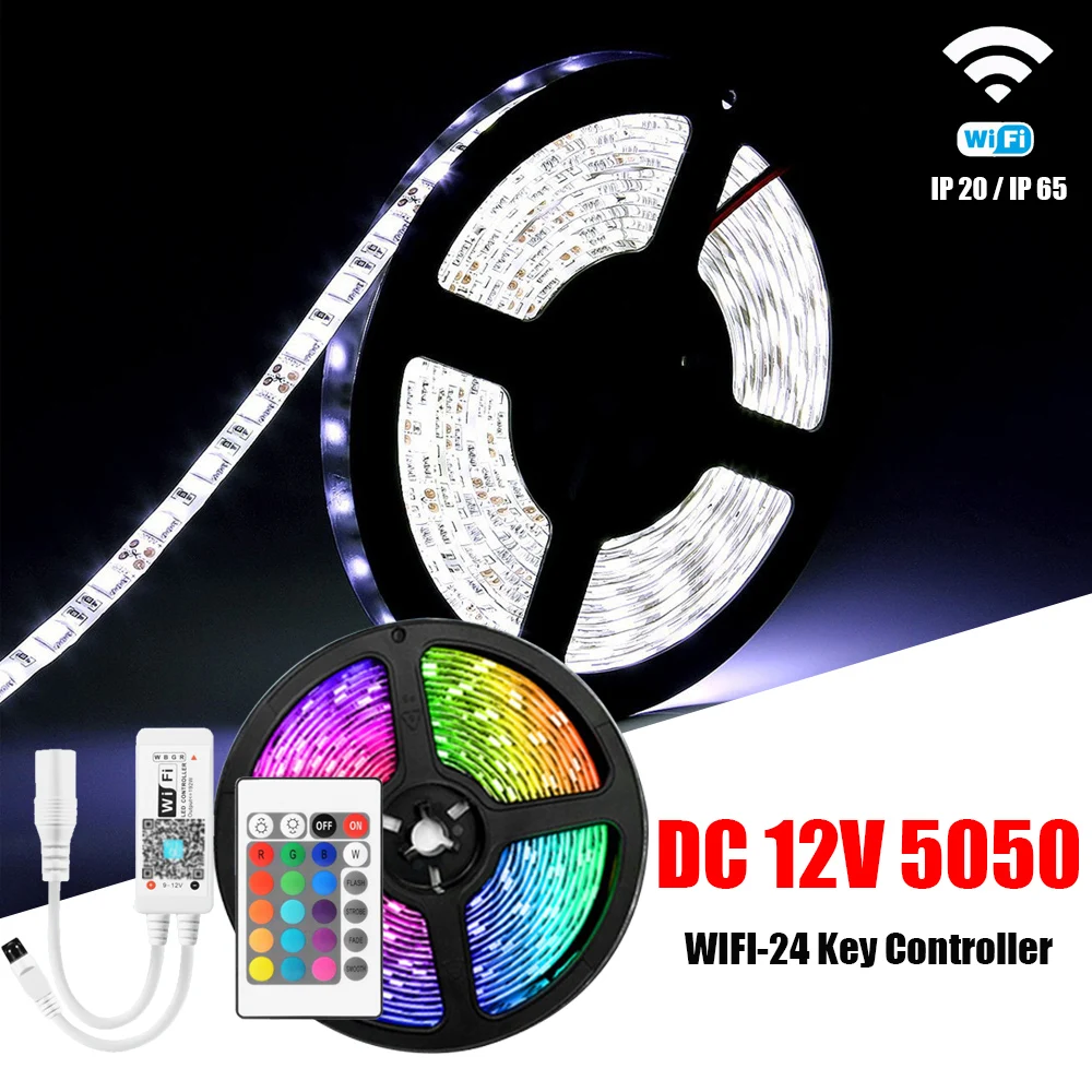 

Ruban Led 10m WIFI Led Light Strip 5050 12V RGB Strips Waterproof Luces Led Lights for Room Lightings Decoration 10 Meters Set