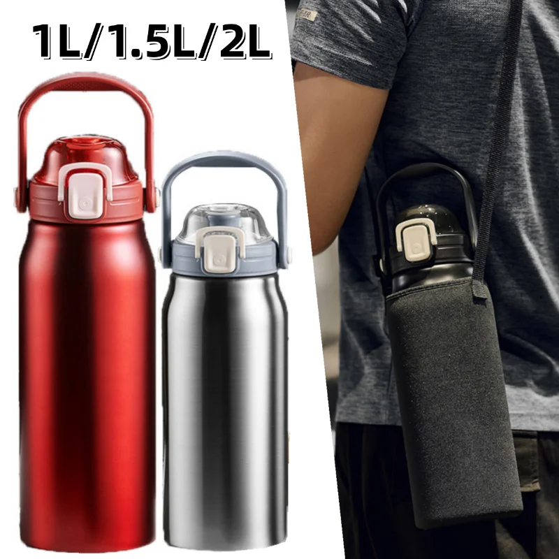 Es Large Water Bottle For Hot And Cold Water Vacuum Flask Portable Vacuum Cup With Straw