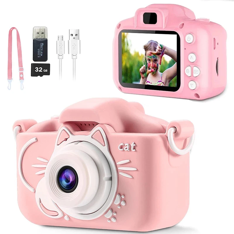 

GLSMT Kids Camera Toys 2 Inch Screen HD Cartoon Kids Digital Camera Mini SLR Camera Cute Toy for Children Birthday Gifts