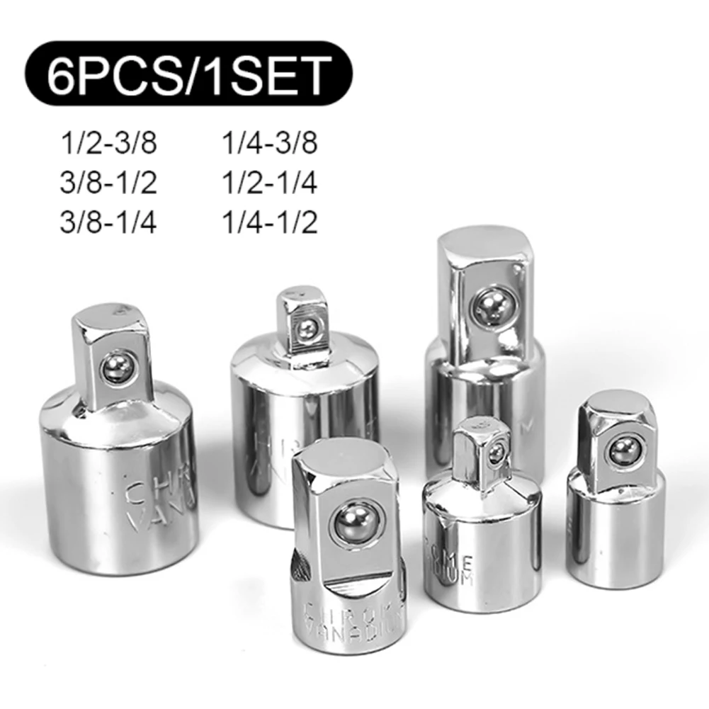 

6Pcs 1/4" 3/8" 1/2" Ratchet Wrench Adapter Chrome Vanadium Steel Sleeve Adapter Drive Socket Converter Wrench-sleeve Joint