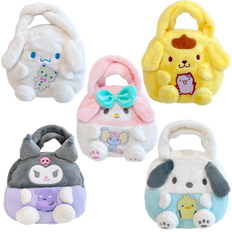 

Sanrios My Melody Cinnamoroll Purin Dog Pochacco Kuromi Anime Kawaii Plushie Doll Storage Bag Cartoon Cute Plush Handbag Gift