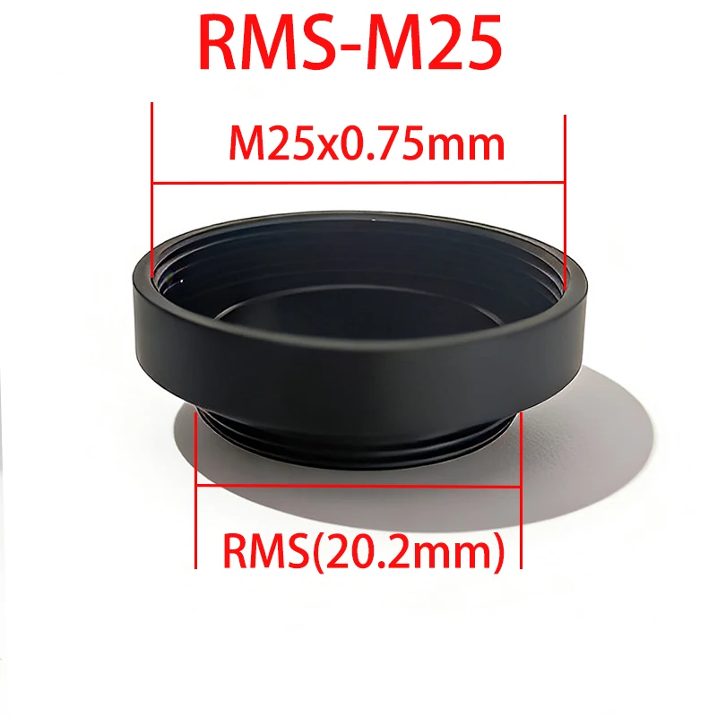 Фото Переходное кольцо для объектива микроскопа M25 на RMS 20.2 мм / RMS на M25, адаптер M25x0.75 мм, аксессуар для микроскопа №2