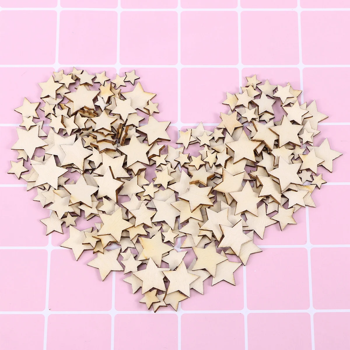 

200pcs Wooden Pieces Wood Star Slices Unfinished Wooden Star Ornaments Miniature Star Embellishments Wood Slabs