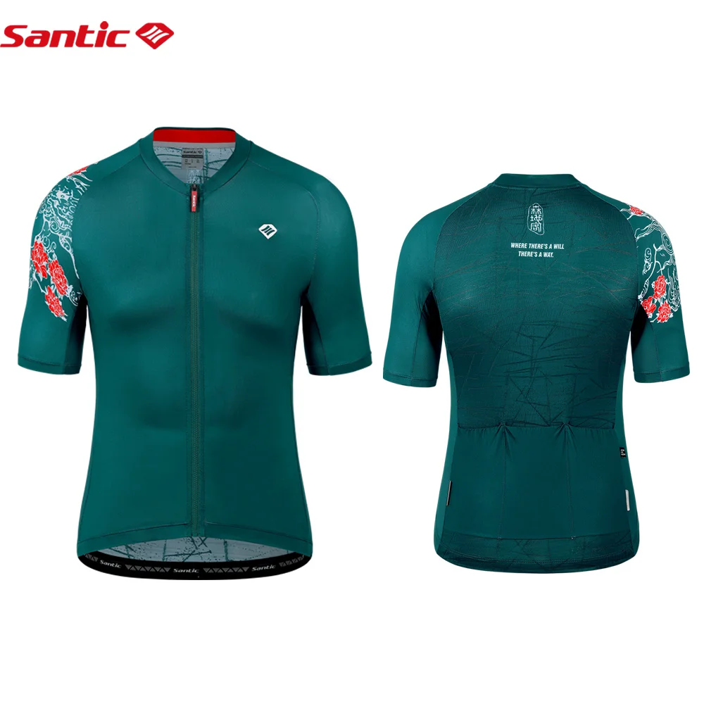 

Santic Men's Cycling Jersey MTB Sweatshirt Summer Short Sleeve Cycling Clothing Cycle Clothing Breathable Quick Drying