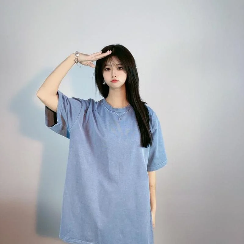 

22SS 1:1 High Quality Washed Blue Batik Cavempt T Shirt Men Women EU Size 100% Cotton Cavempt Top Tees Streetwear Summer Jaqueta
