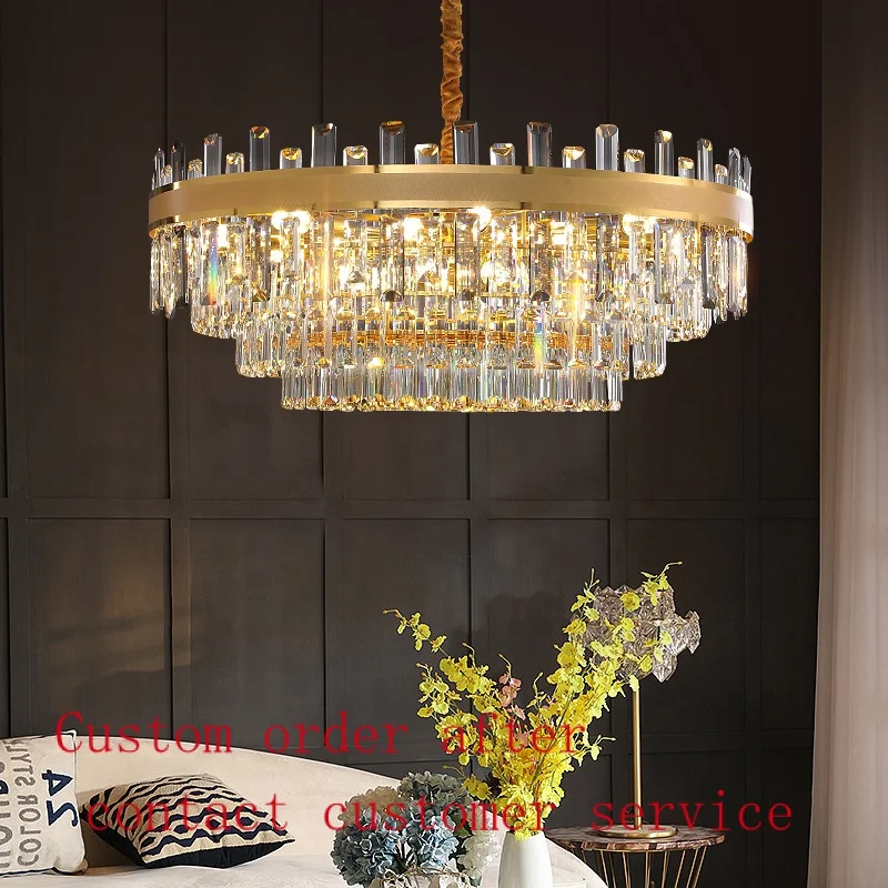 

2022 new French light luxury living room crystal chandelier dining room modern lamp simple bedroom study creative lamps