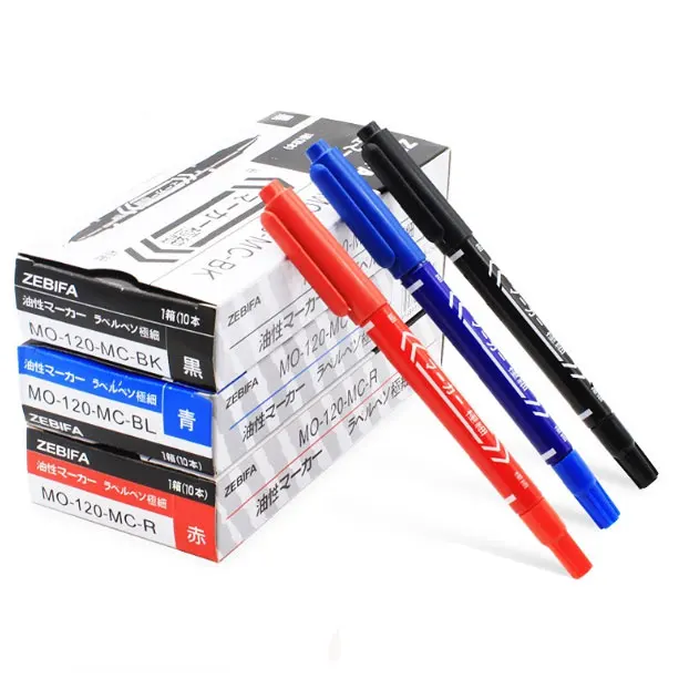 

10 Pcs/set Oily Markers Double Tips Waterproof Black/Red/Blue Ink for For Marking&drawing&Painting School Supplies Stationery