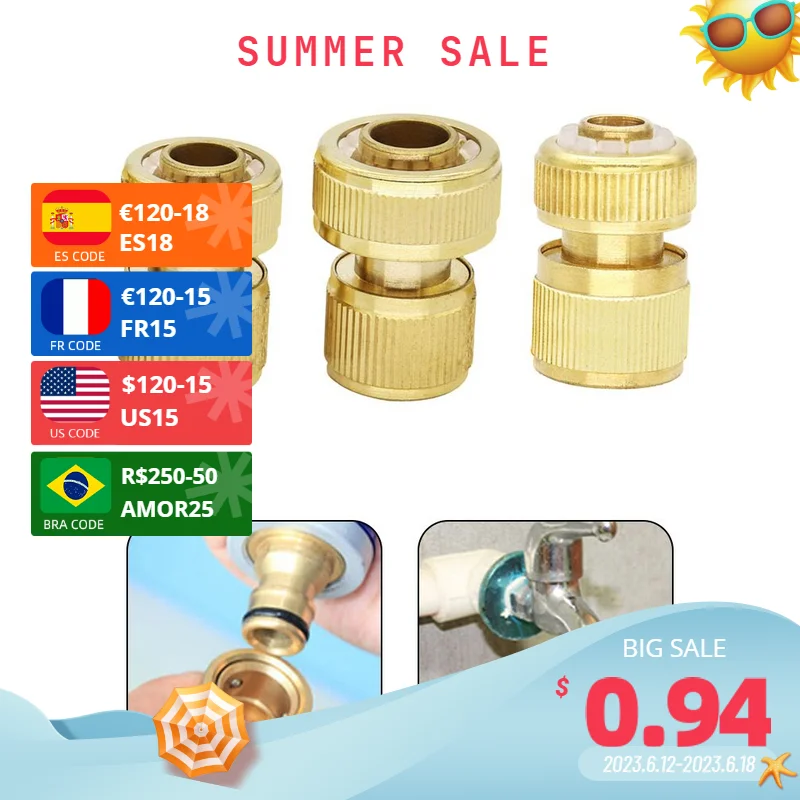 

1pcs Hose Connector 1/2 3/4 5/8inch Garden Hose Quick Connect Water Hose Brass Female Male Connector For Garden Irrigation