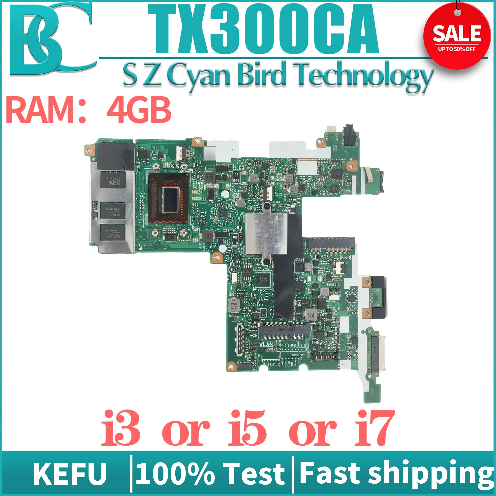 

KEFU Mainboard TX300CA For ASUS TX300 TX300C TX300K3537CA/64C5JX2S Laptop Motherboard With I7 I5 I3 3th 4GB-RAM 100% TEST OK