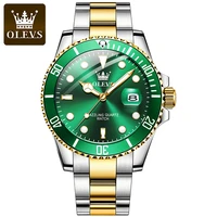 olevs men watch relogio masculino green water ghost mens watches luminous waterproof stainless steel quartz watch calendar 5885