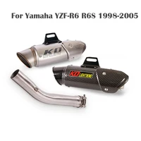 for yamaha yzf r6 r6s 1998 2005 slip on exhaust pipe racing muffler tail escape tip front connect link tube stainless steel