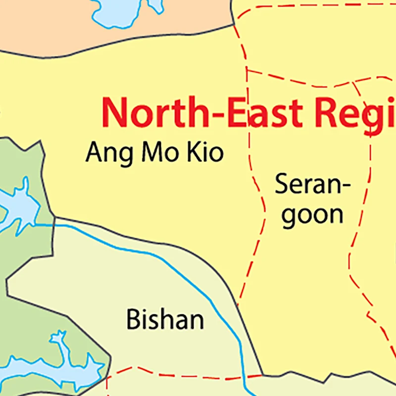 5 размеров карта Сингапура Холст Картина администрация картины без рамки плакат