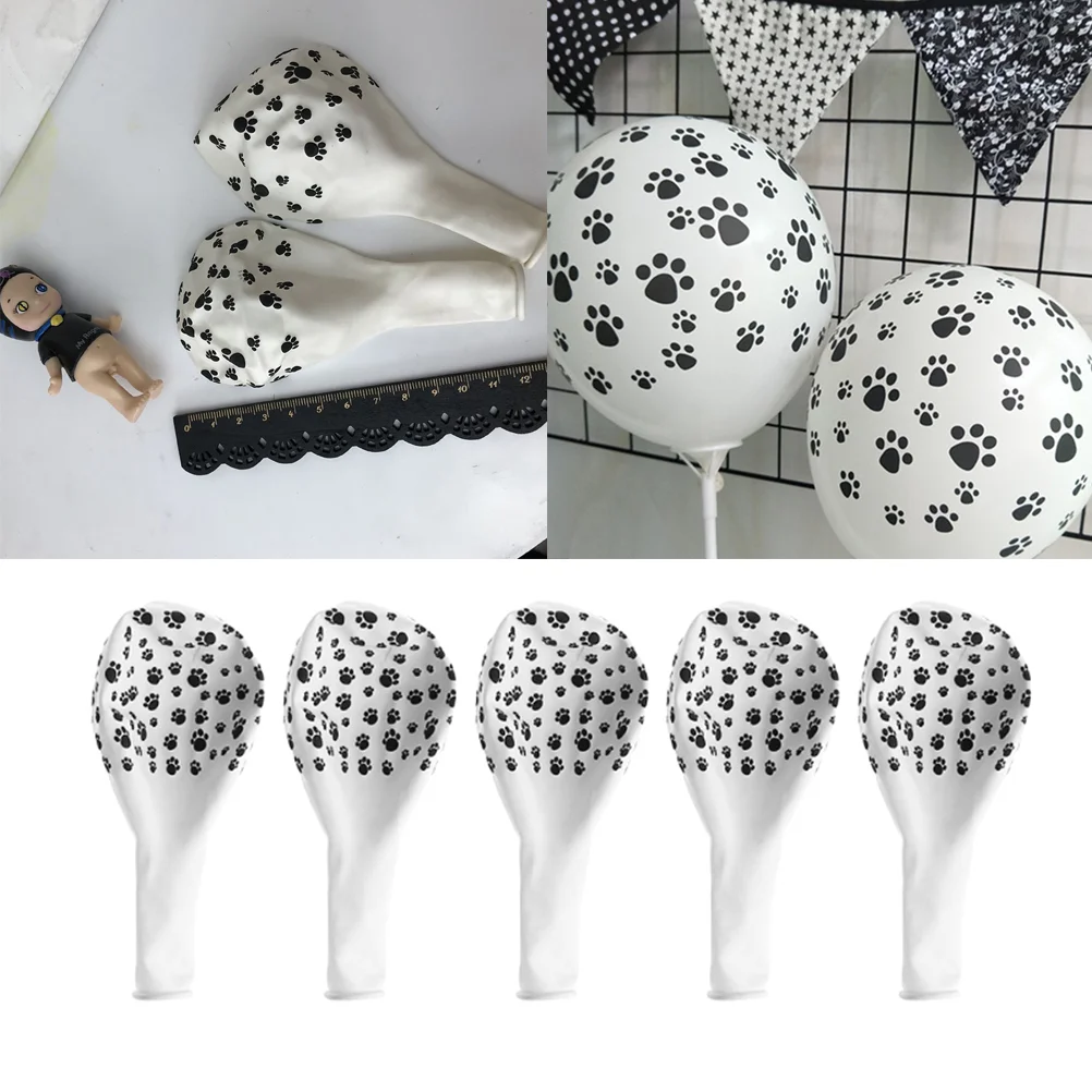 

12 Pcs Party Balloons Balloons Balloon Animals Black Footprint Latex Balloons Balloons Kids Emulsion Puppy Party Favors