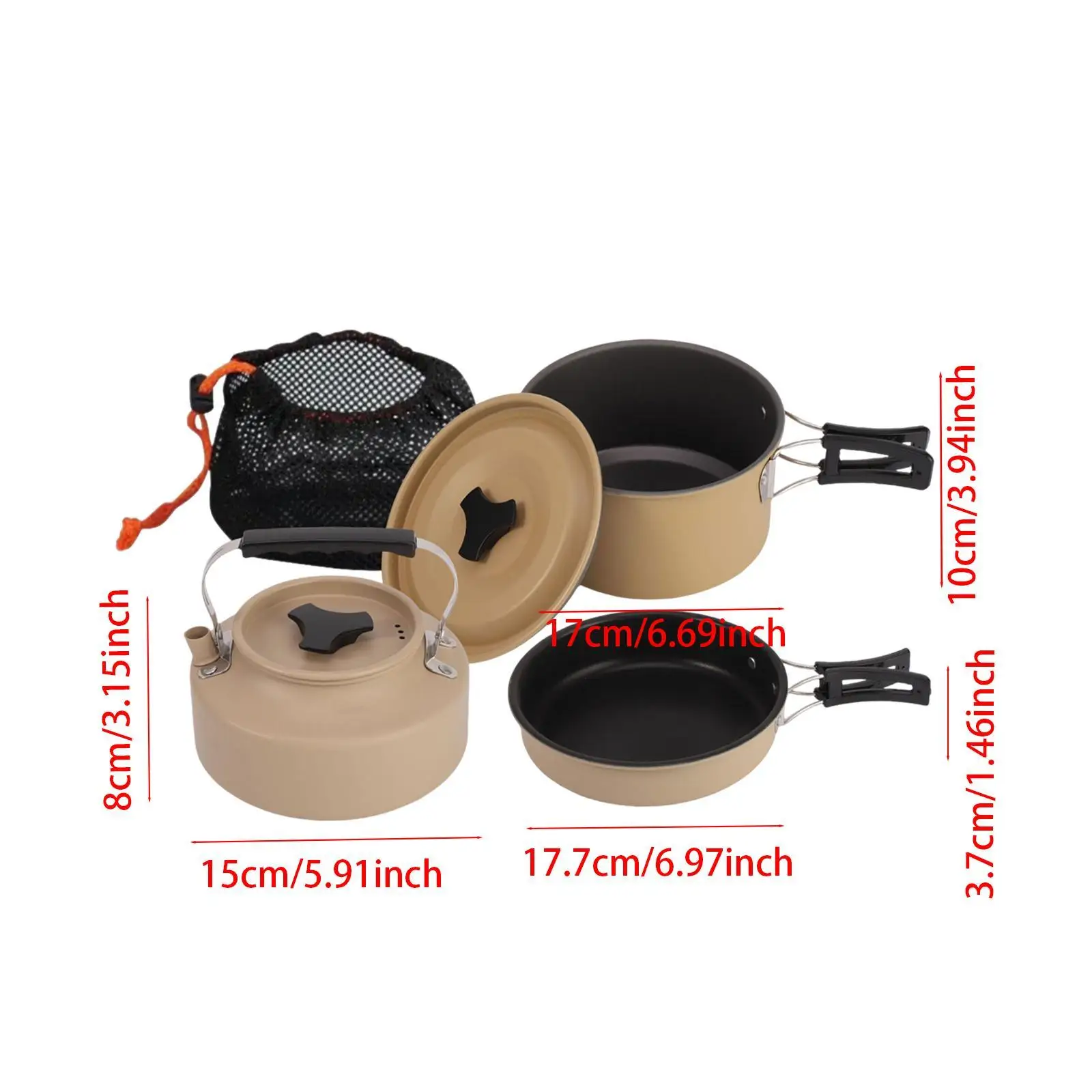 Набор посуды для кемпинга с сумкой хранения кухонная утварь со сложенной ручкой