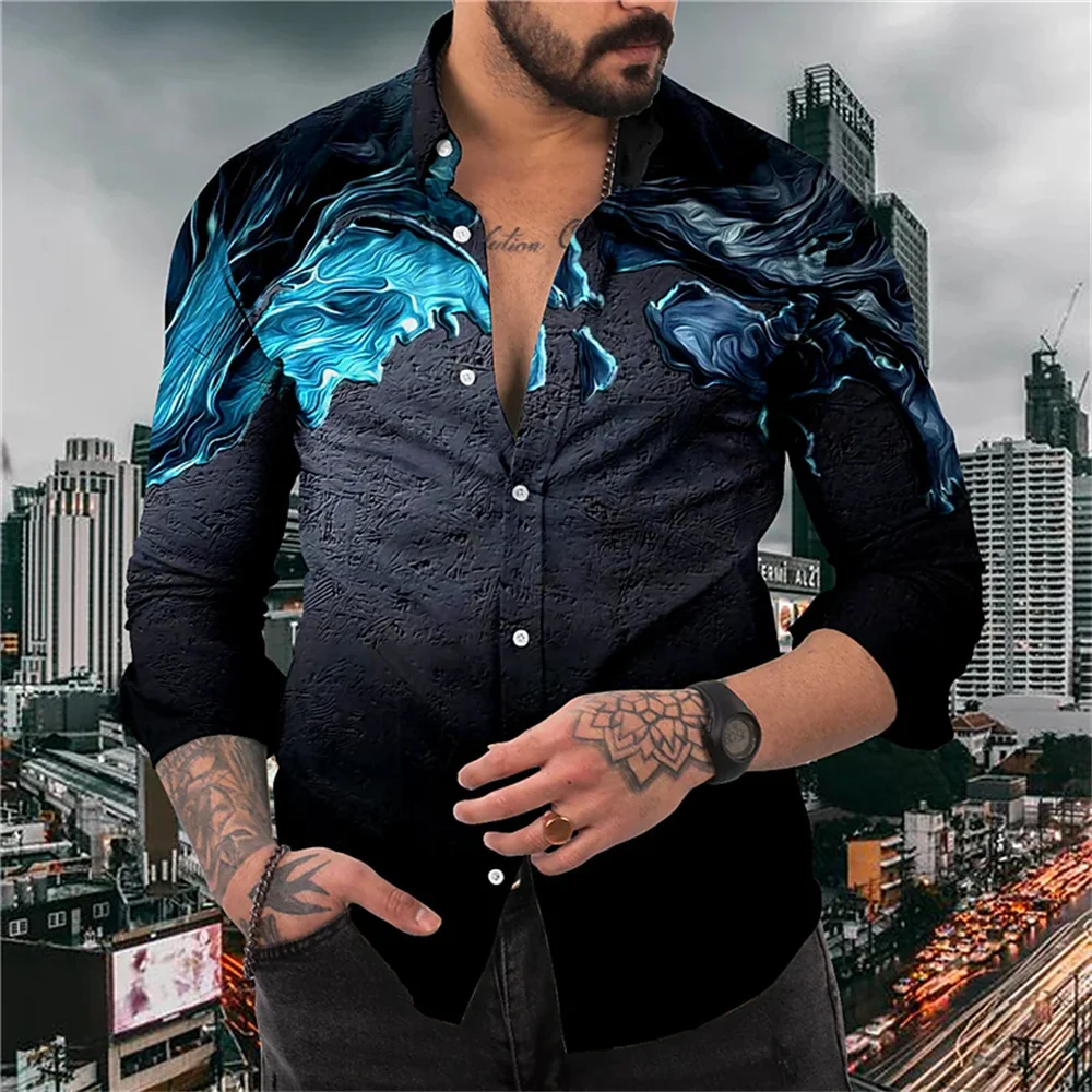 2023 Men's Shirt Pattern Printing Retro Fashion Simple Casual High Quality Men's Top Outdoor Daily Street Clothing Comfort Soft