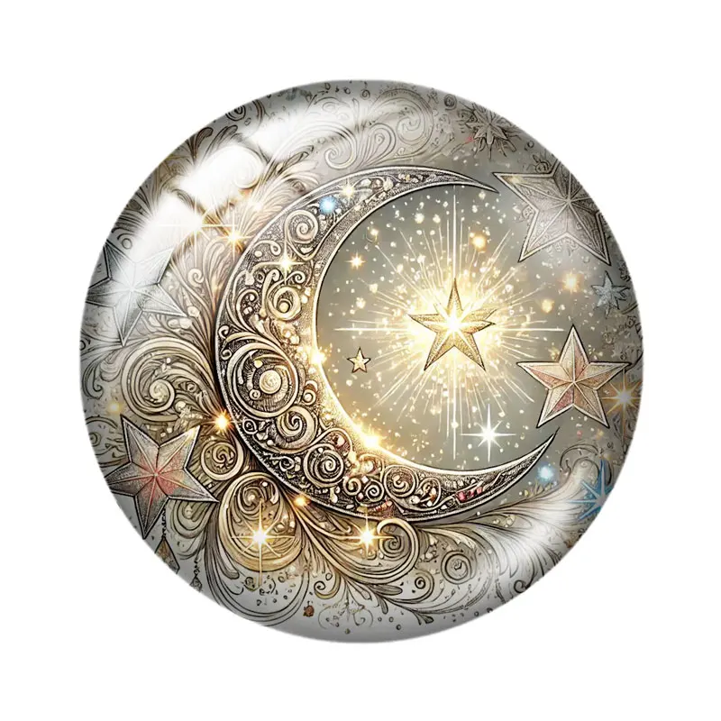Фото Стеклянные кабошоны Mystic Star Moon 12/18/20/25 мм для браслетов, подвесок, колец, демонстрационных серег, фурнитура для изготовления украшений №5