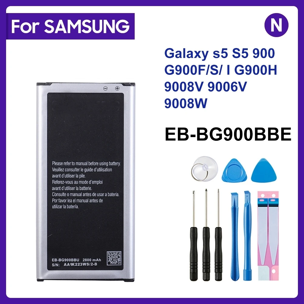 

SAMSUNG Original Battery EB-BG900BBU EB-BG900BBC For Samsung S5 G900S G900F G900M G9008V 9006V 9008W 9006W G900FD 2800mA NFC