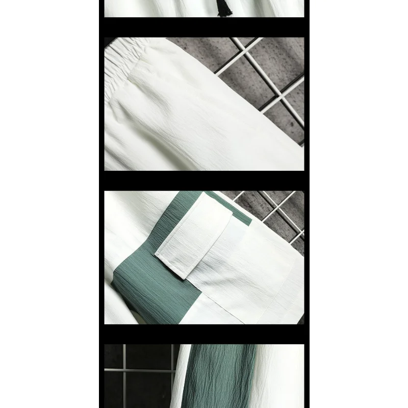 2023 Summer New Men's Classic Fashion Ice Silk Sports Suit Men's Casual Loose Large Size Comfortable High-Quality Two-Piece Set