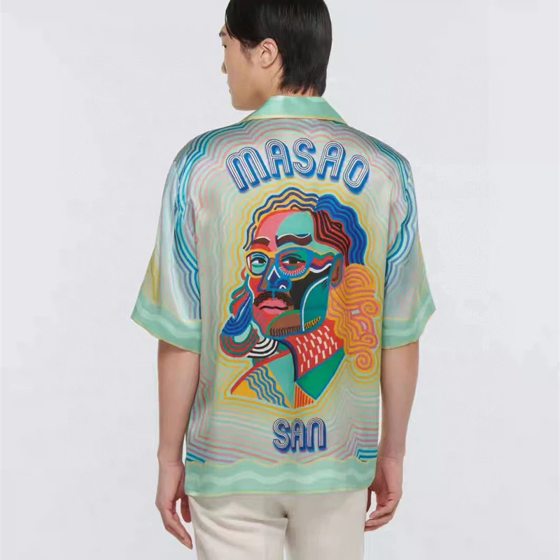 

CASABLANCA 23ss Silk Color Gradient Shirt Beach Men's And Women's Loose Shirt