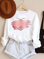 pullovers watercolor love heart cute clothing ladies womens spring autumn winter hoodies woman female o neck casual sweatshirts