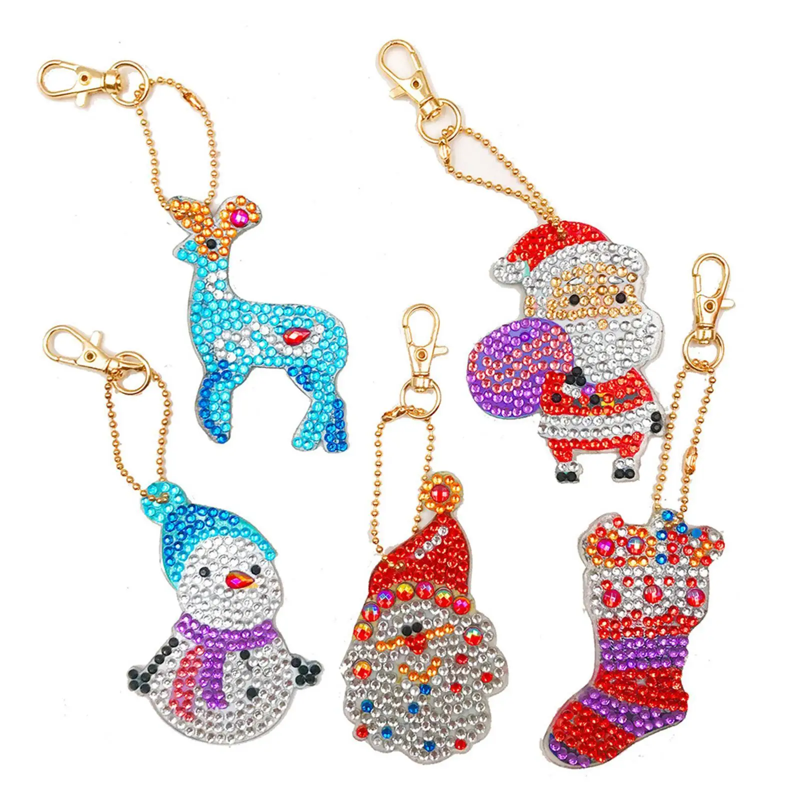 

5pcs DIY Christmas Pendant Santa Snowman Diamond Embroidery Mosaic Hanging Ornament Xmas Home Decor Crafts Gift