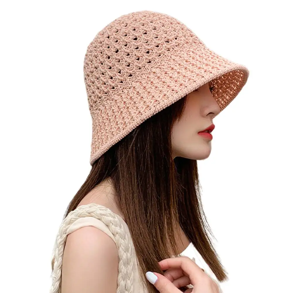 

2022 New Hollow Sunshade Hat Women Woven Straw Hats Lady Summer Sunshade Sunscreen Caps Female Fashion Basin Hat