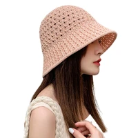 2022 new hollow sunshade hat women woven straw hats lady summer sunshade sunscreen caps female fashion basin hat