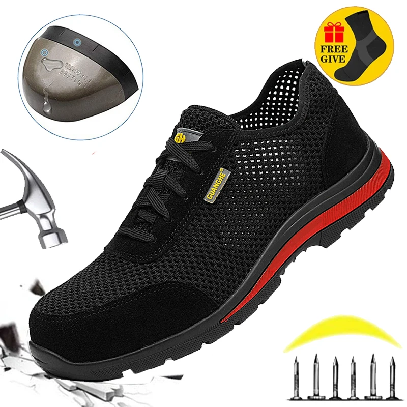 

Anti-puncture Dro pshipping Men Women Work Shoes Steel Toe cap Safety Boots European Standard Anti-smash Sport Shoes Safety Shoe