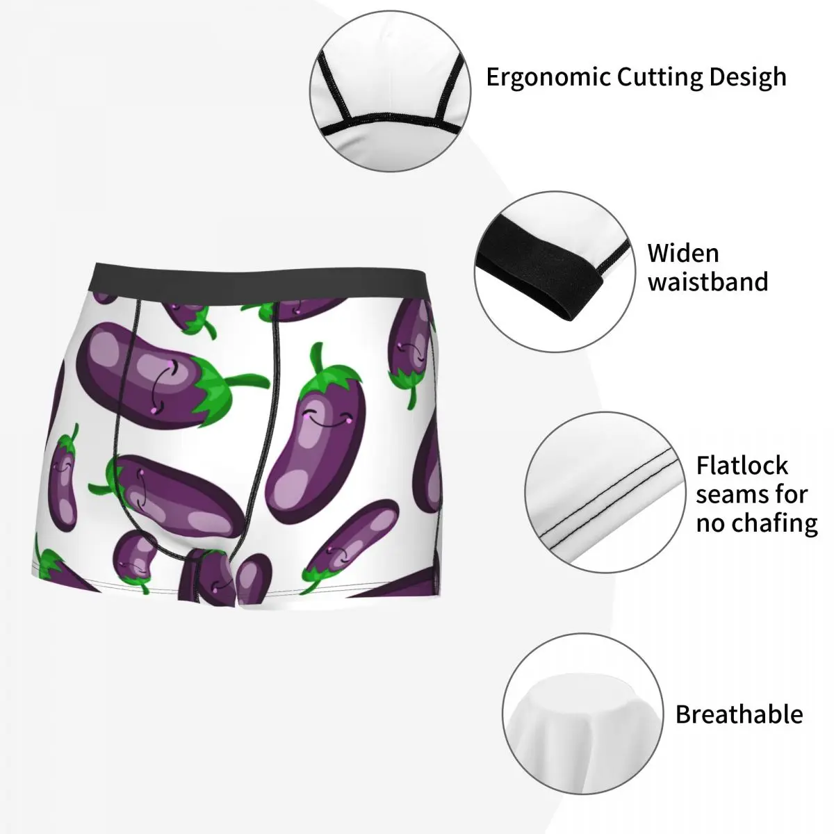 Мужское нижнее белье с баклажанами модные боксеры шорты трусы Мужские дышащие