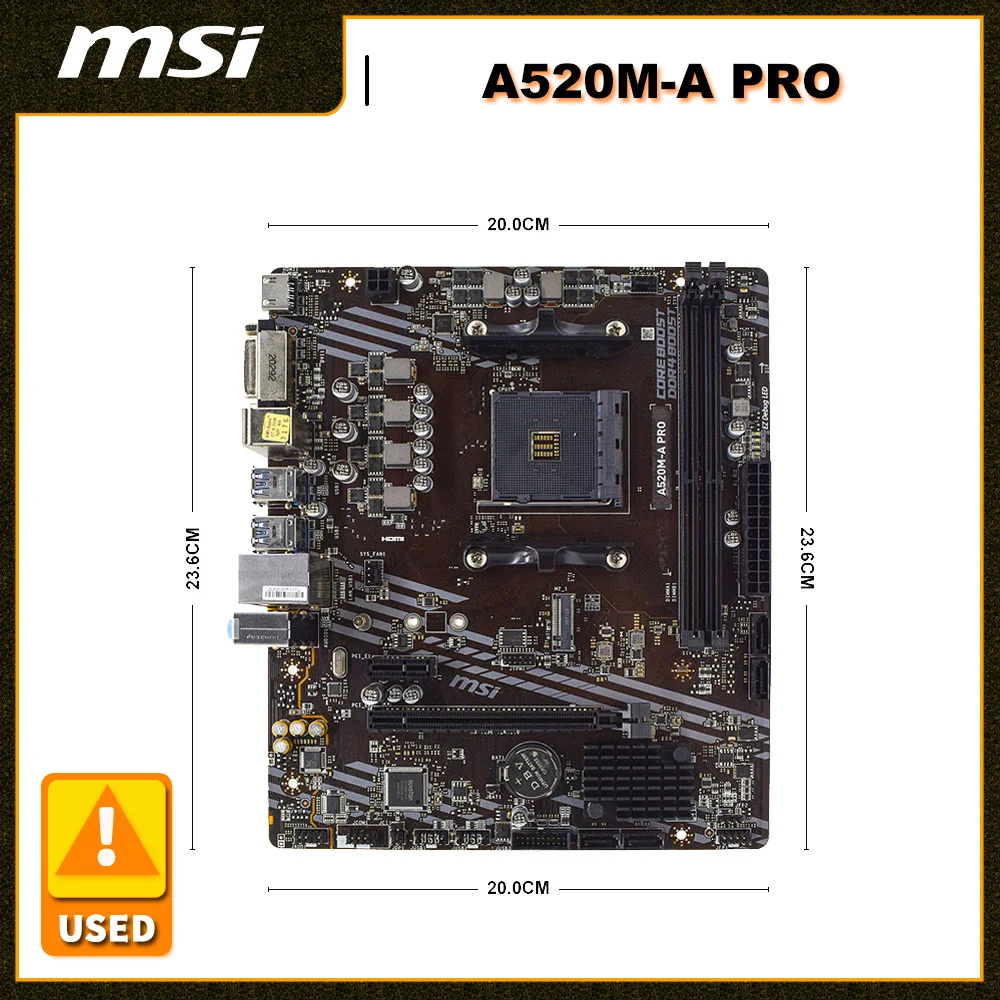 

Socket AM4 Motherboard MSI A520M-A PRO Motherboard AM4 DDR4 USB3.2 PCI-E 3.0 M.2 AMD A520 HDMI Micro ATX For PRO 5650G cpus
