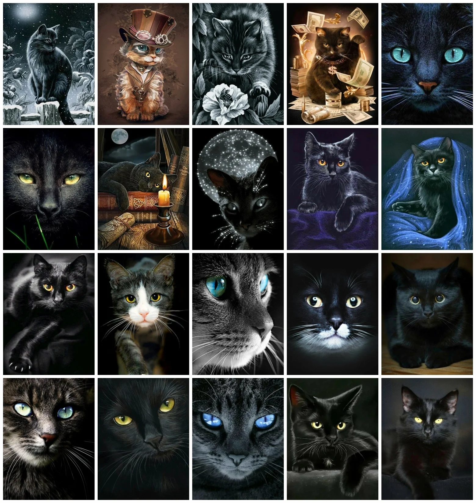 

Картина маслом, черная кошка, холст, картина по номерам без рамки, животное, ручная роспись, акриловая стена, Декор, уникальный подарок