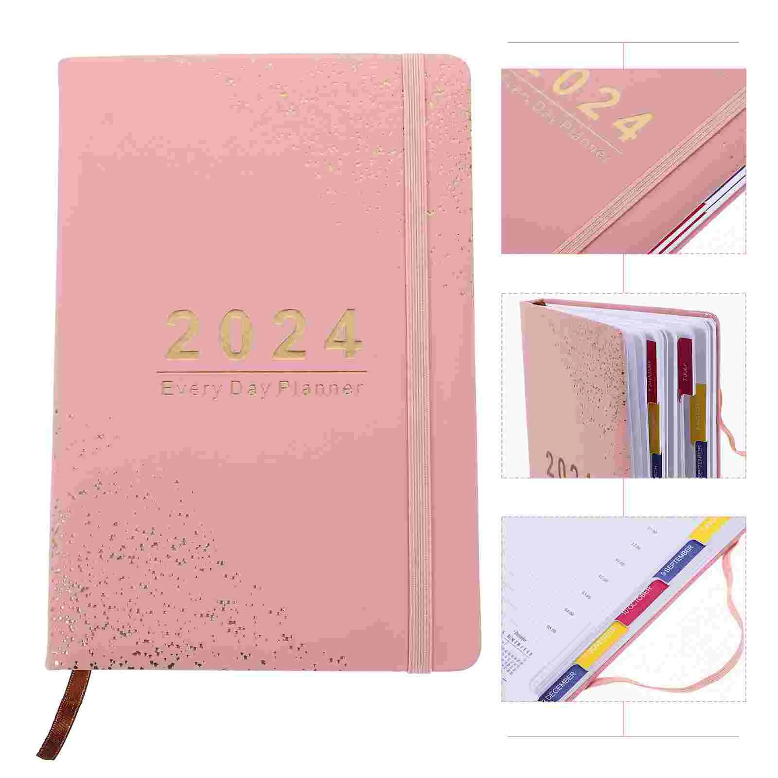 

2024 Agenda Book Notebook Dividers Students Notepad Portable Yearly Planner Delicate Monthly