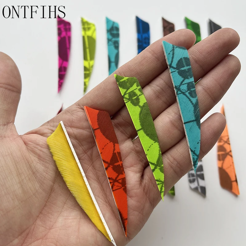 

25 Pcs New 2.5 Inch Arrow Feather Fetching Shield Cut Archery Fetches Camouflage Pattern Real Plumage Hunting Shooting