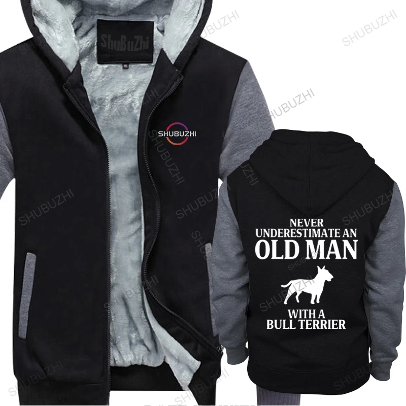 

Men thick pullover hoodies new arrived Never Underestimate An Old Man with A Bull Terrier Dad man brand hoody fleece jacket