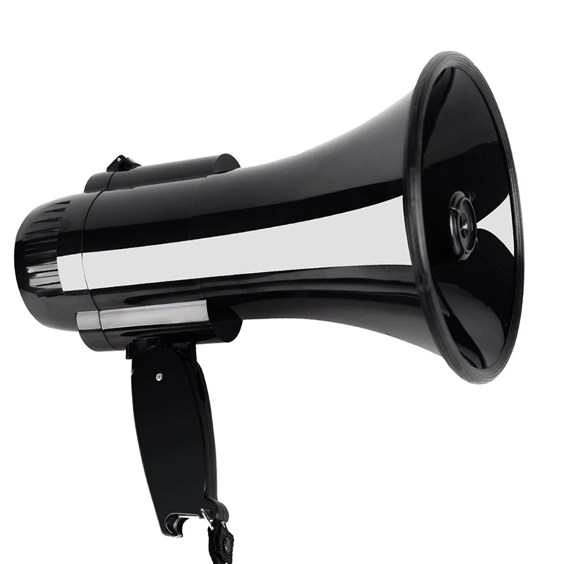 

Portable Megaphone Speaker Bullhorn 30 Watt Power Handheld Microphone Built-In Siren Alarm Volume Control And Strap