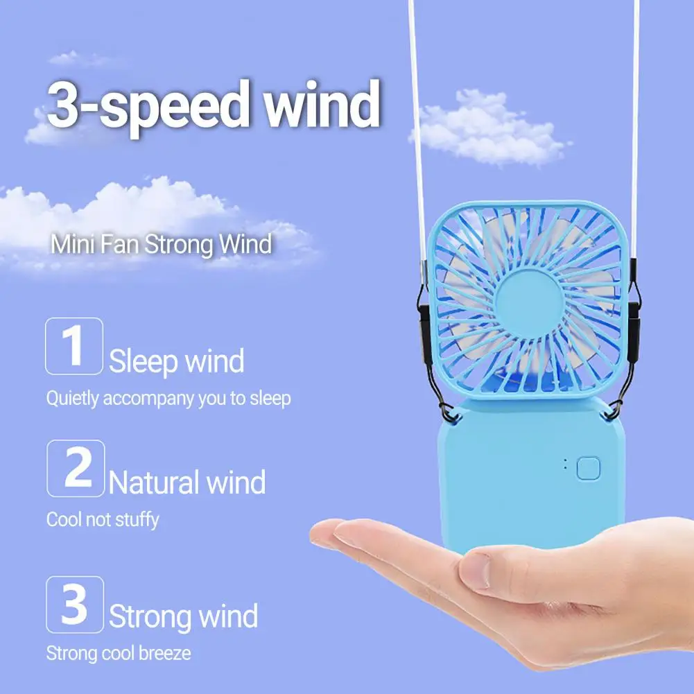 

Mini Fan Strong Wind Mute 3 Gears USB Charging Foldable Neckband Handheld Foldable Neckband Handheld Personal Portable Fan