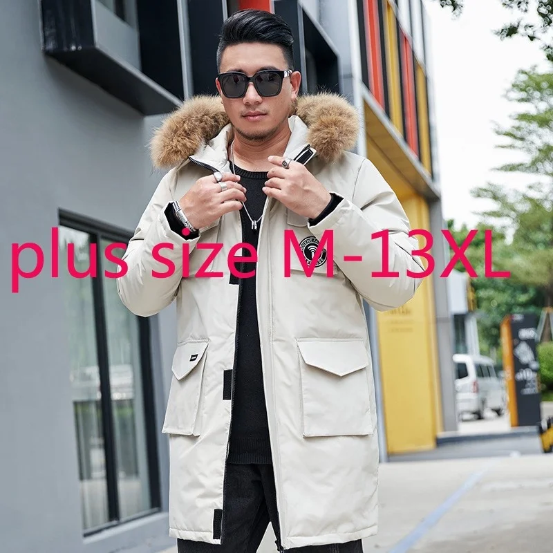 

New Arrival High Quality Super Large 13xl Down Jacket Men Oversized Fur Collar Hooded Winter Coat Plus Size M-10XL11XL12XL 13XL