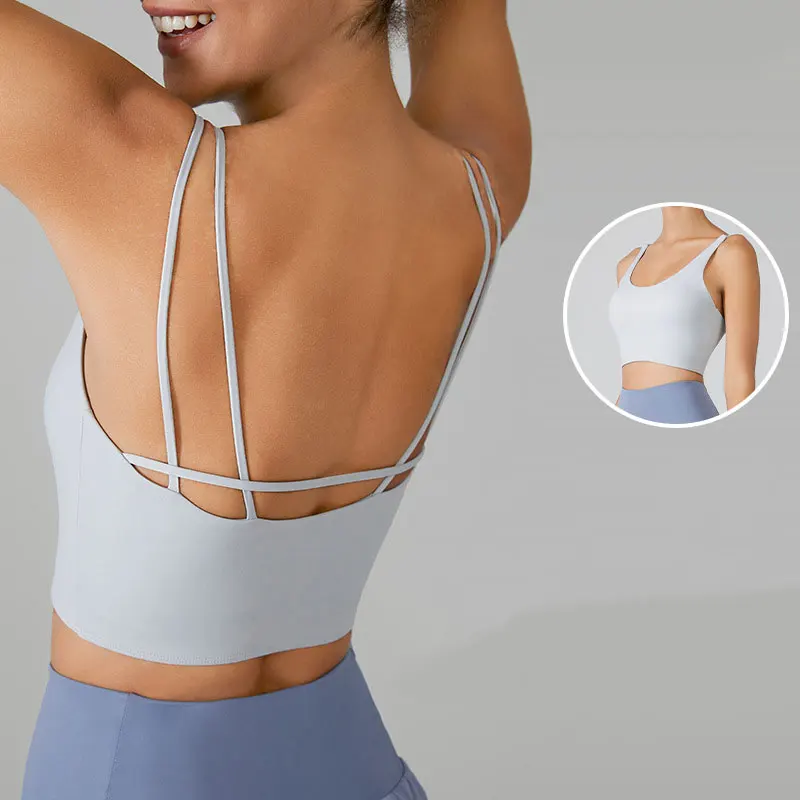 

Yoga Seamless Sling Thread Beauty Back Underwear Women's No Steel Ring Push up Sports Vest Bra Thin Tube Top Girl Wrap-around
