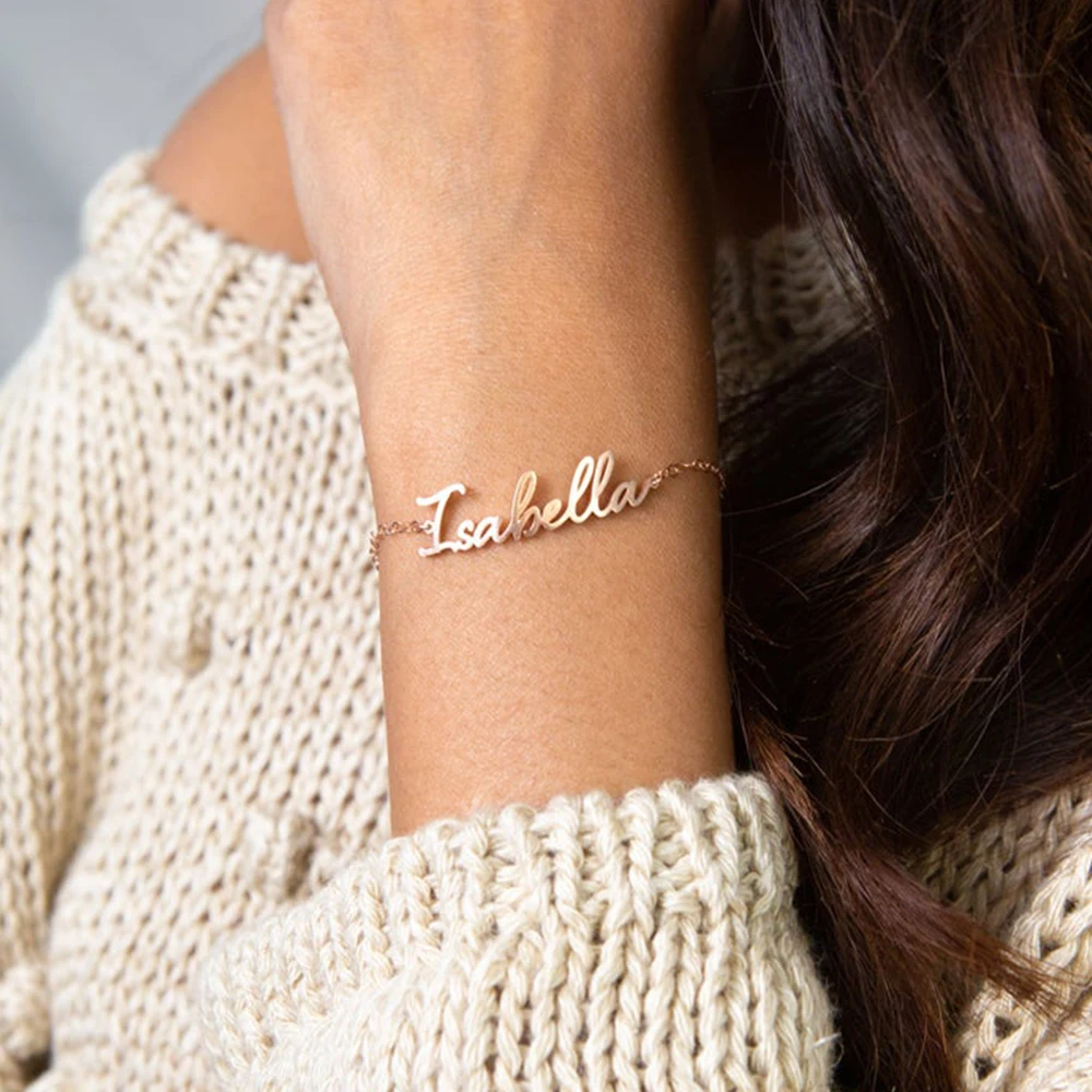 Orazio Customized Name Bracelet for Women 14K Gold Personalized Letter Stainless Steel New Couple Jewelry Support Dropshipping