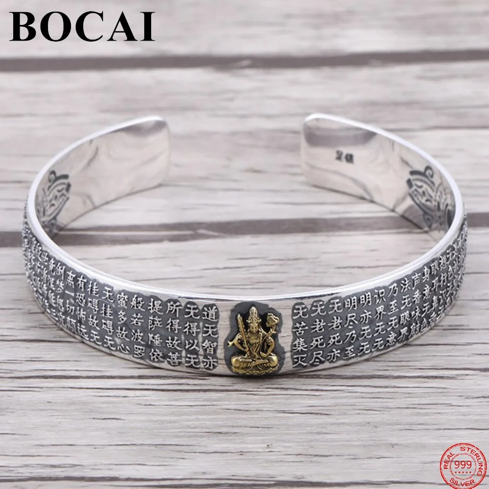 

Браслет BOCAI из стерлингового серебра S999 пробы, восьмерка, Хранитель Будды, Авалокитешвара, популярные женские браслеты