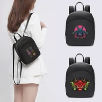 women mini backpacks for girls casual small daypack black fashion monster printing rucksack school bags for girls backpack