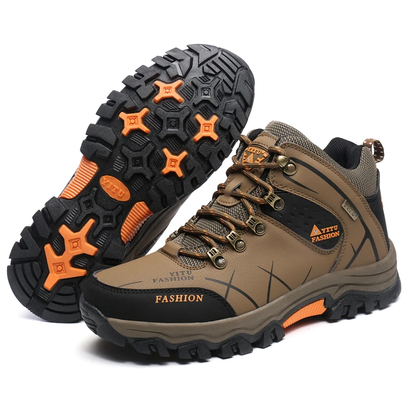 

New High Top Outdoor Waterproof Hiking Shoes Men Breathable High Quality Trekking Ankle Boots Male Non-slip Slow Shock Sneakers