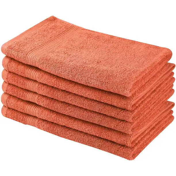

Luxury Solid Print Cotton Hand Towels, Coral Orange (6 Pack)
