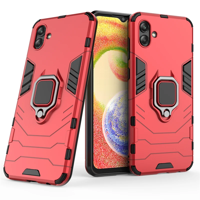 For Samsung Galaxy A04 Cover Case for Samsung A04 A33 A23 A53 A73 A04S PC Armor Ring Stand Magnetic Holder Case For Samsung A04