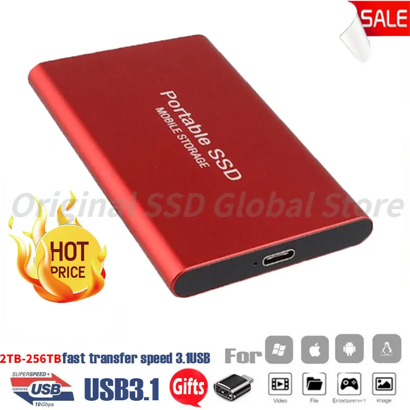 

Portable SSD Sata M.2 Mobile 256TB 16TB External Solid State Drives USB 3.1 Typc-C 2TB 4TB Hard Disk Drive for Laptops Desktop