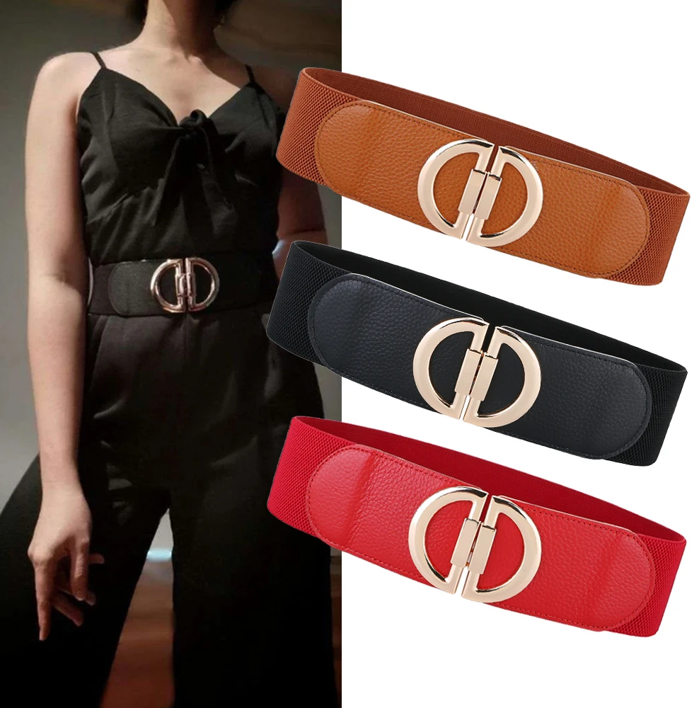 j nowa modelująca talię prawdziwa skóra D okrągła metalowa klamra w talii женский ремень эластичная пряжка