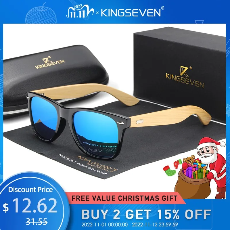 

KINGSEVEN Bamboo Polarized Sunglasses Men Wooden Sun glasses Women Brand Designer Original Wood Glasses Oculos de sol masculino