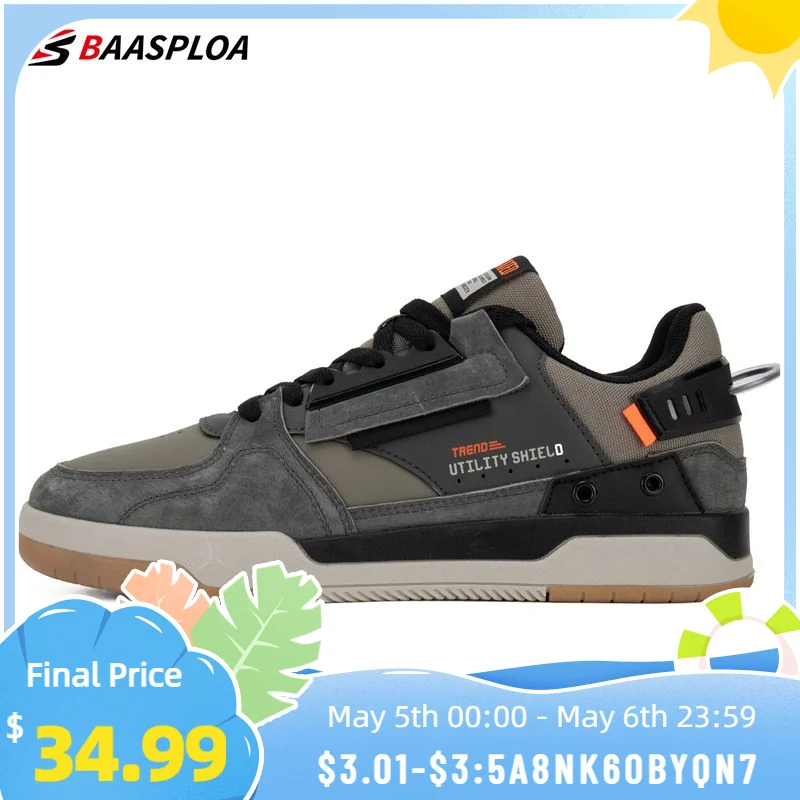 Baasploa 2023 Spring New Leather Men's Running Shoes Comfortable Men Walking Sneaker Lightweight Waterproof Non-slip Male Shoes